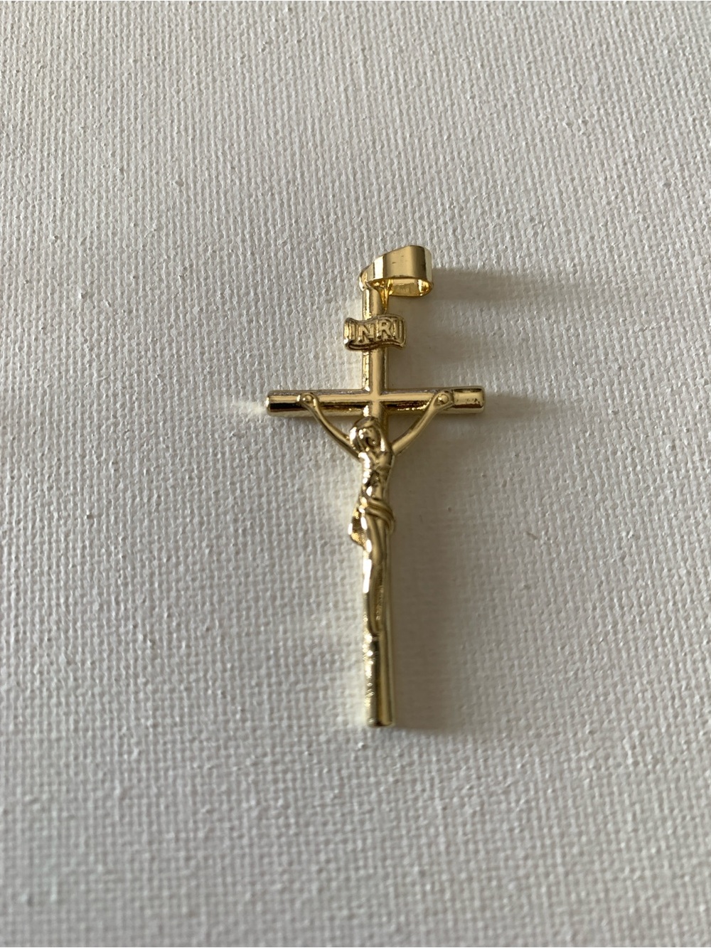 Gold Crucifix Pendant with INRI